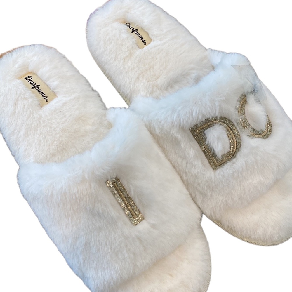 Dearforms Womens I Do White Wedding Honeymoon Slide Slippers XL 11 12